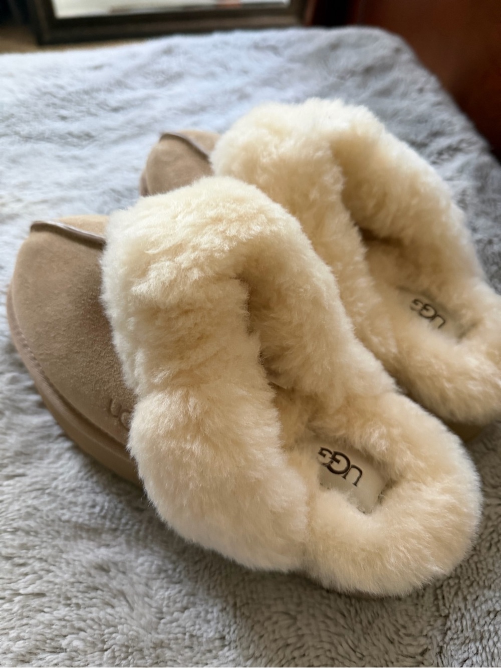 UGG Women's Shearling Mule Slippers in Tan and Cream size 6 new no box